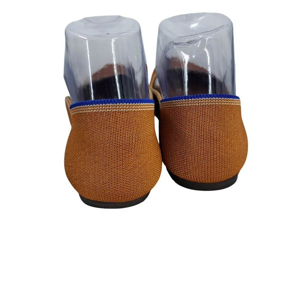 Rothys The Flat Round Toe Ballet Flat Size 6 Fawn Brown Slip On Caramel Knit